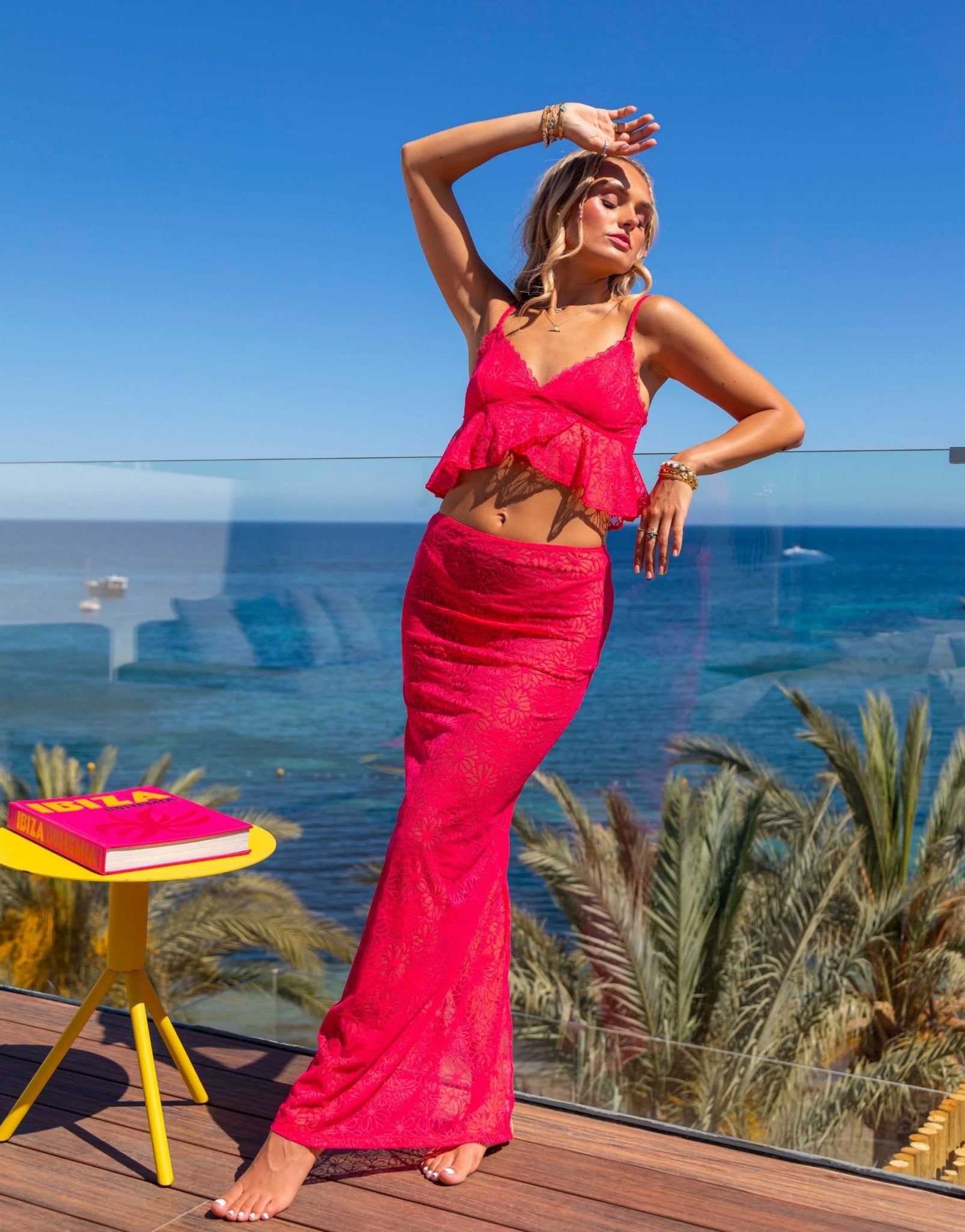 South Beach x Misha Grimes lace midi beach skirt in bright pink - ASOS Sample Sale EU Store