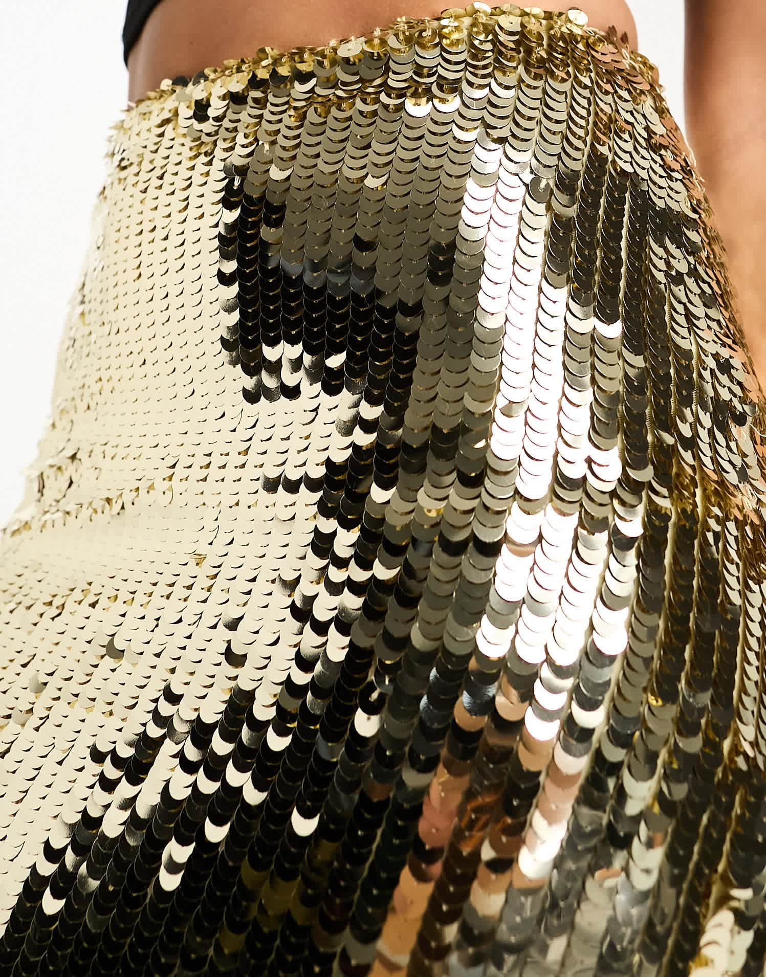 Starlet embellished midaxi skirt in gold liquid sequin - ASOS Sample Sale EU Store