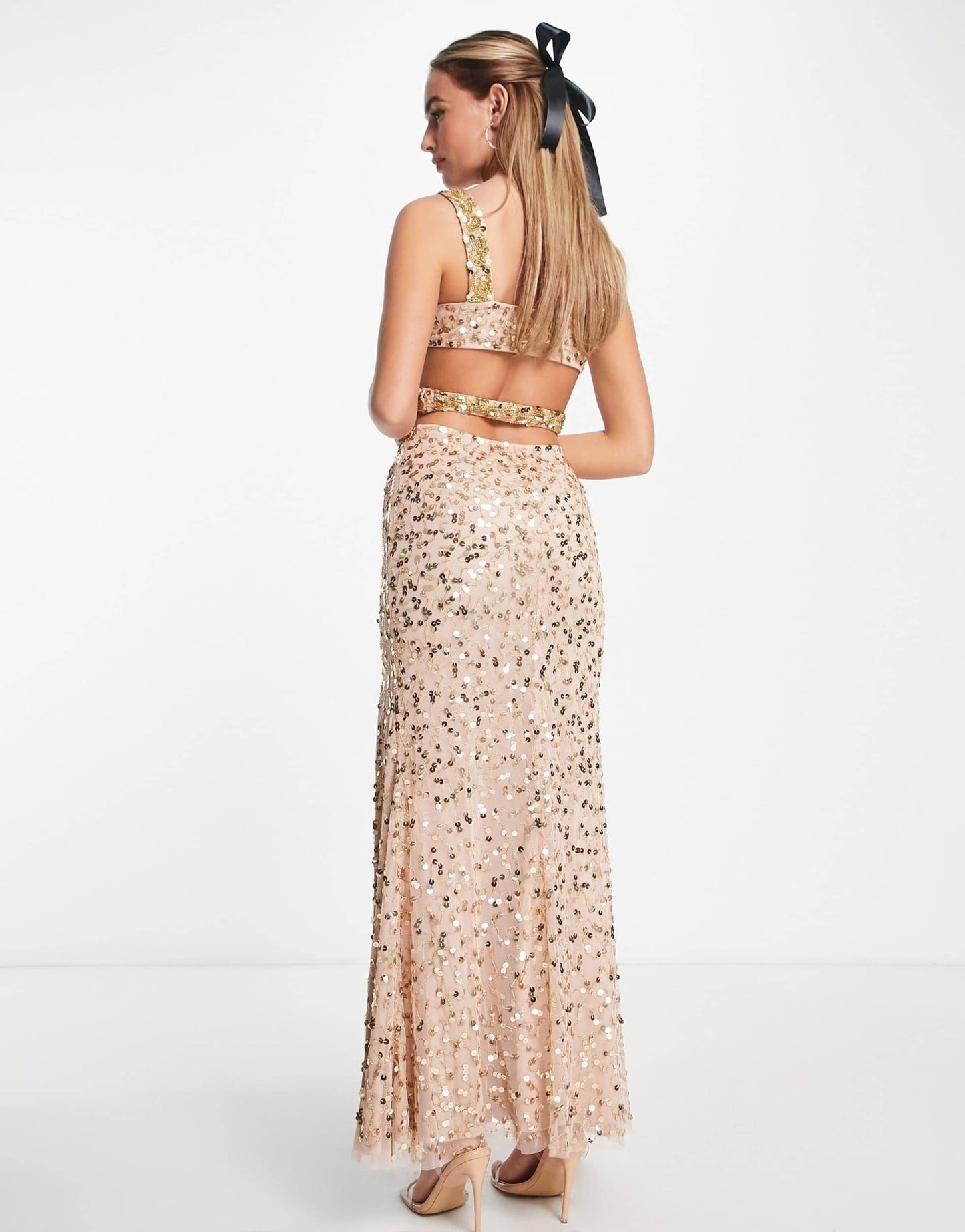 Starlet exclusive cut - out embellished maxi dress in gold - ASOS Sample Sale EU Store