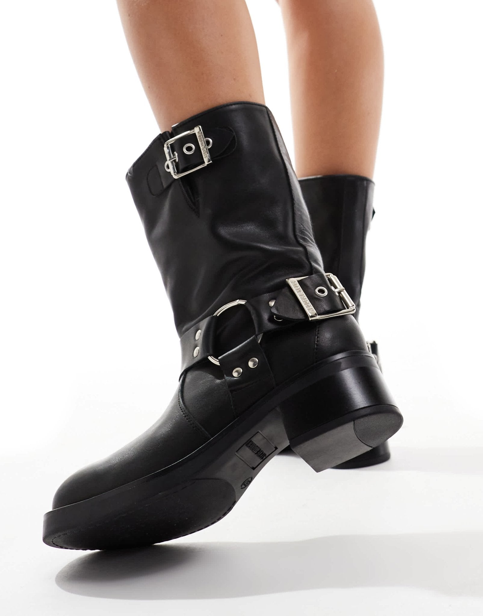 Steve Madden Blessing Biker Boot inn Black Leather - ASOS Sample Sale EU Store