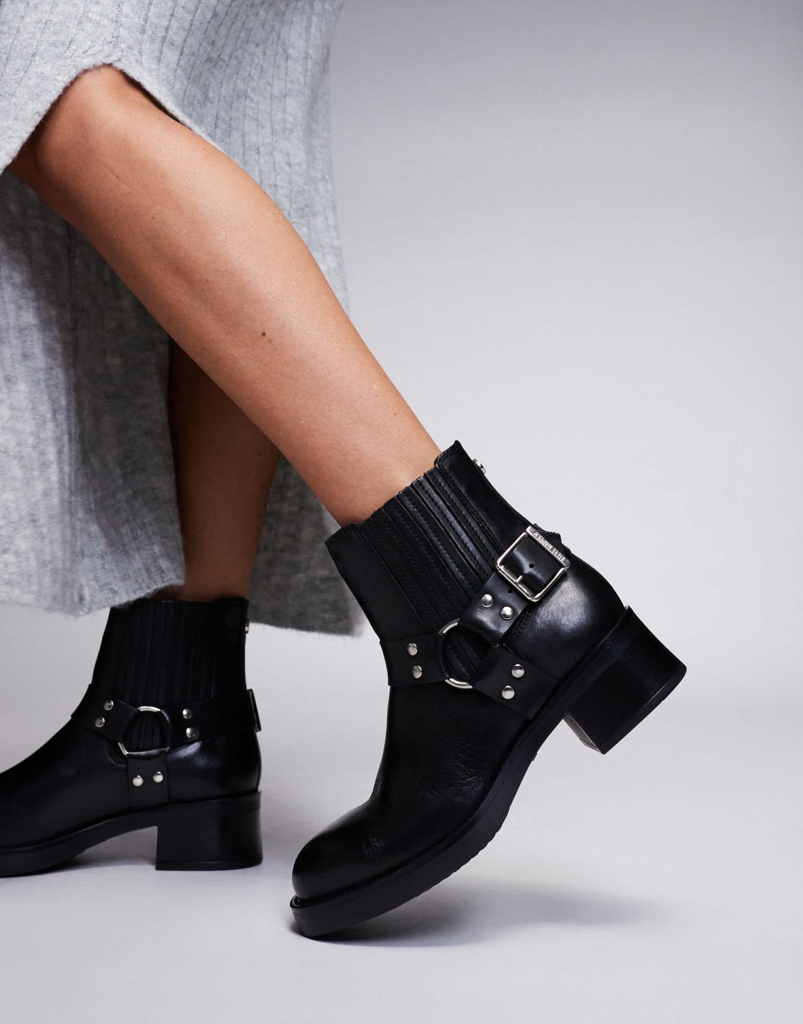 Steve Madden Breaker Biker Ankle boot in Black Leather - ASOS Sample Sale EU Store