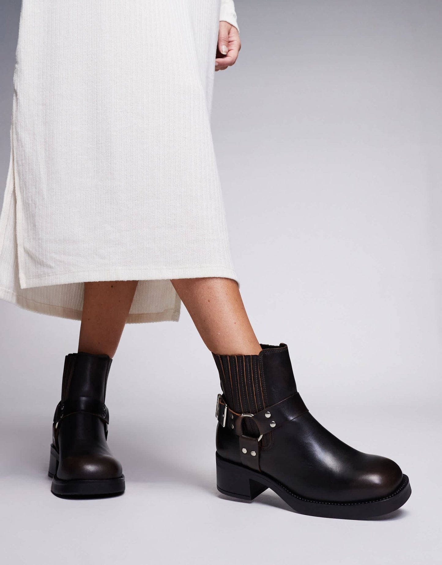Steve Madden Breaker Biker Ankle boot in Brown Leather - ASOS Sample Sale EU Store