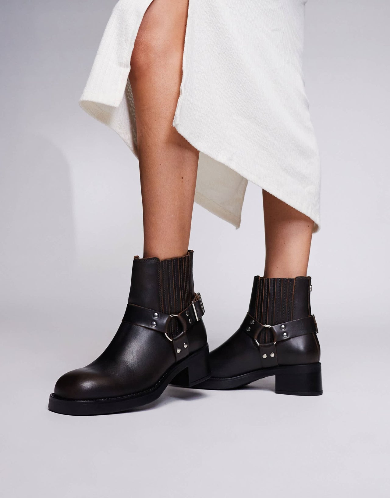 Steve Madden Breaker Biker Ankle boot in Brown Leather - ASOS Sample Sale EU Store