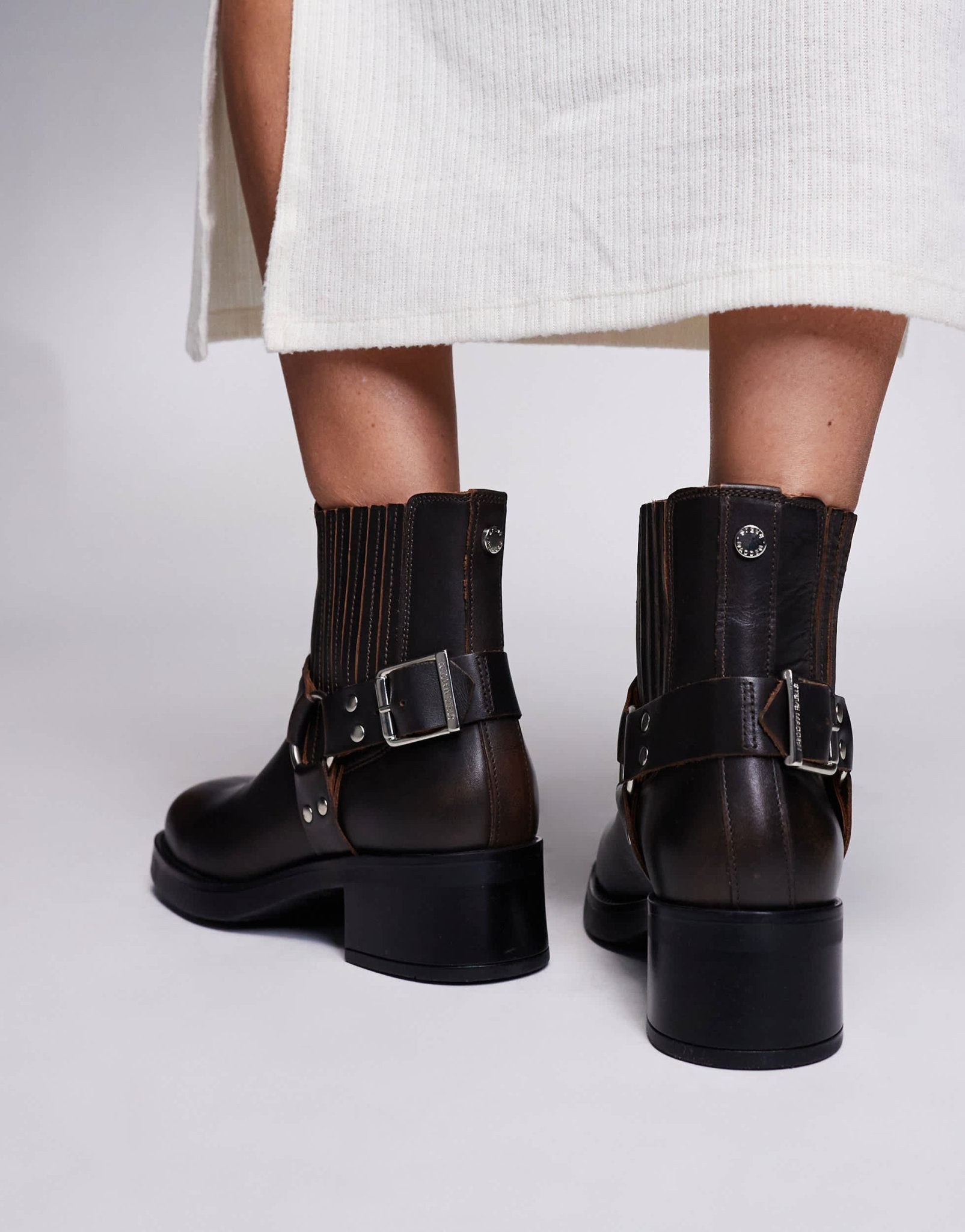 Steve Madden Breaker Biker Ankle boot in Brown Leather - ASOS Sample Sale EU Store