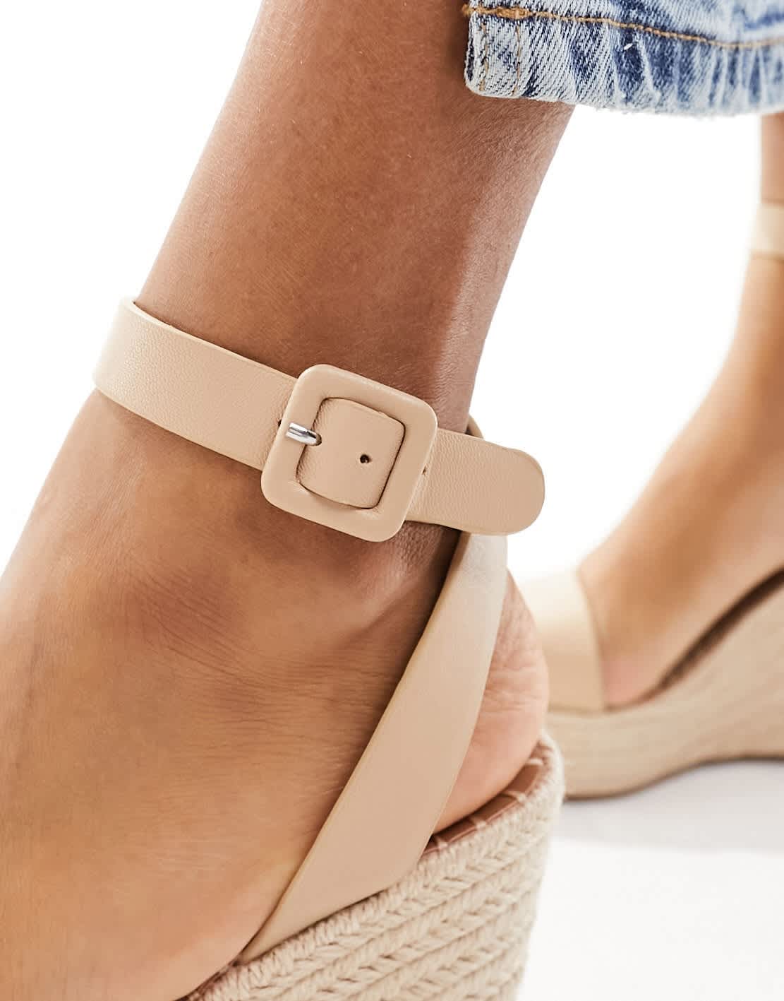 Steve Madden Upstage espadrille wedges in blush leather - ASOS Sample Sale EU Store