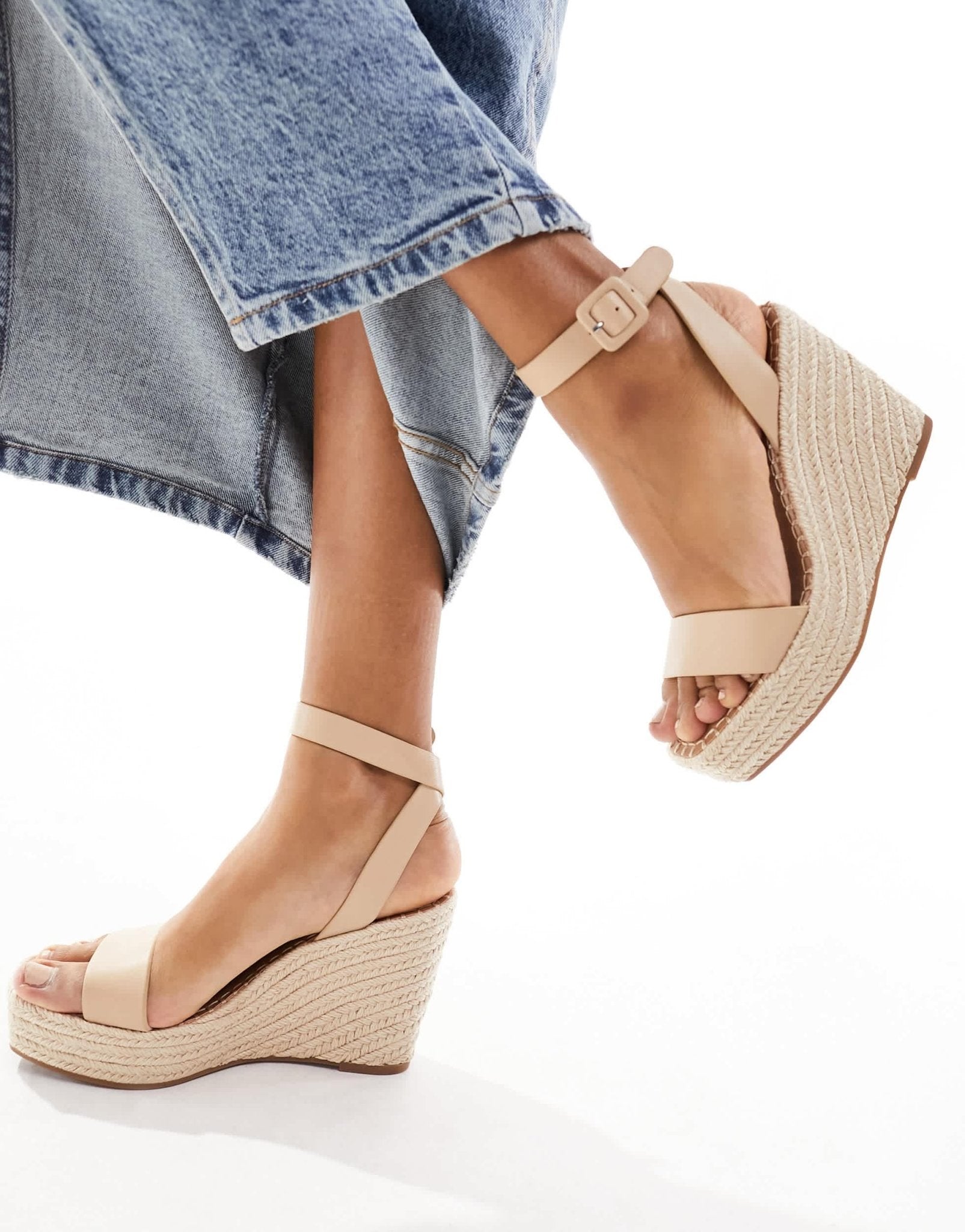 Steve Madden Upstage espadrille wedges in blush leather - ASOS Sample Sale EU Store