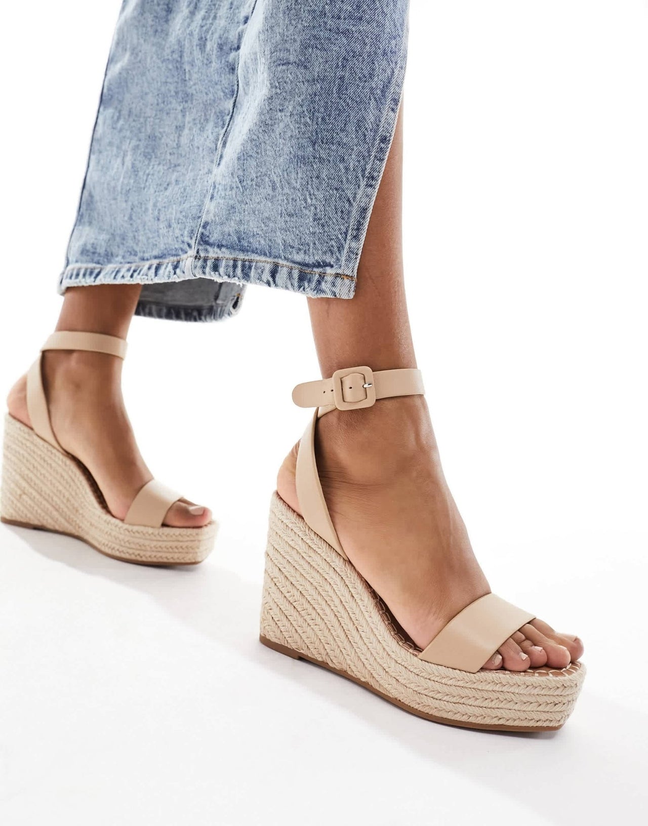 Steve Madden Upstage espadrille wedges in blush leather - ASOS Sample Sale EU Store