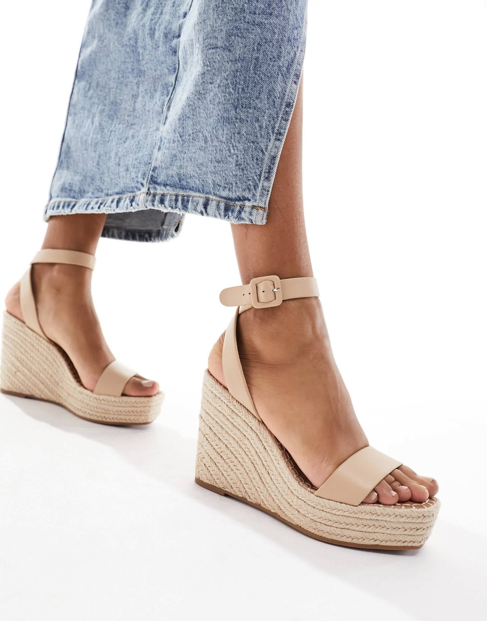 Steve Madden Upstage espadrille wedges in blush leather - ASOS Sample Sale EU Store