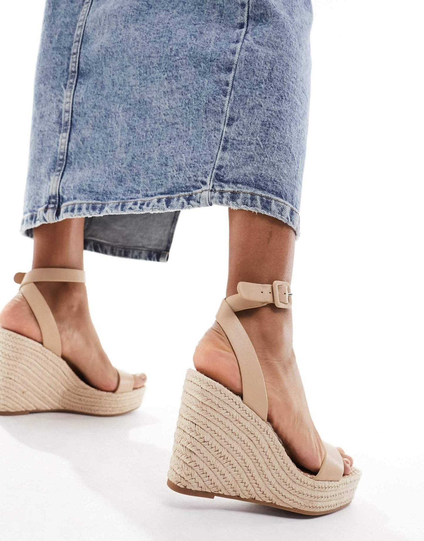 Steve Madden Upstage espadrille wedges in blush leather - ASOS Sample Sale EU Store