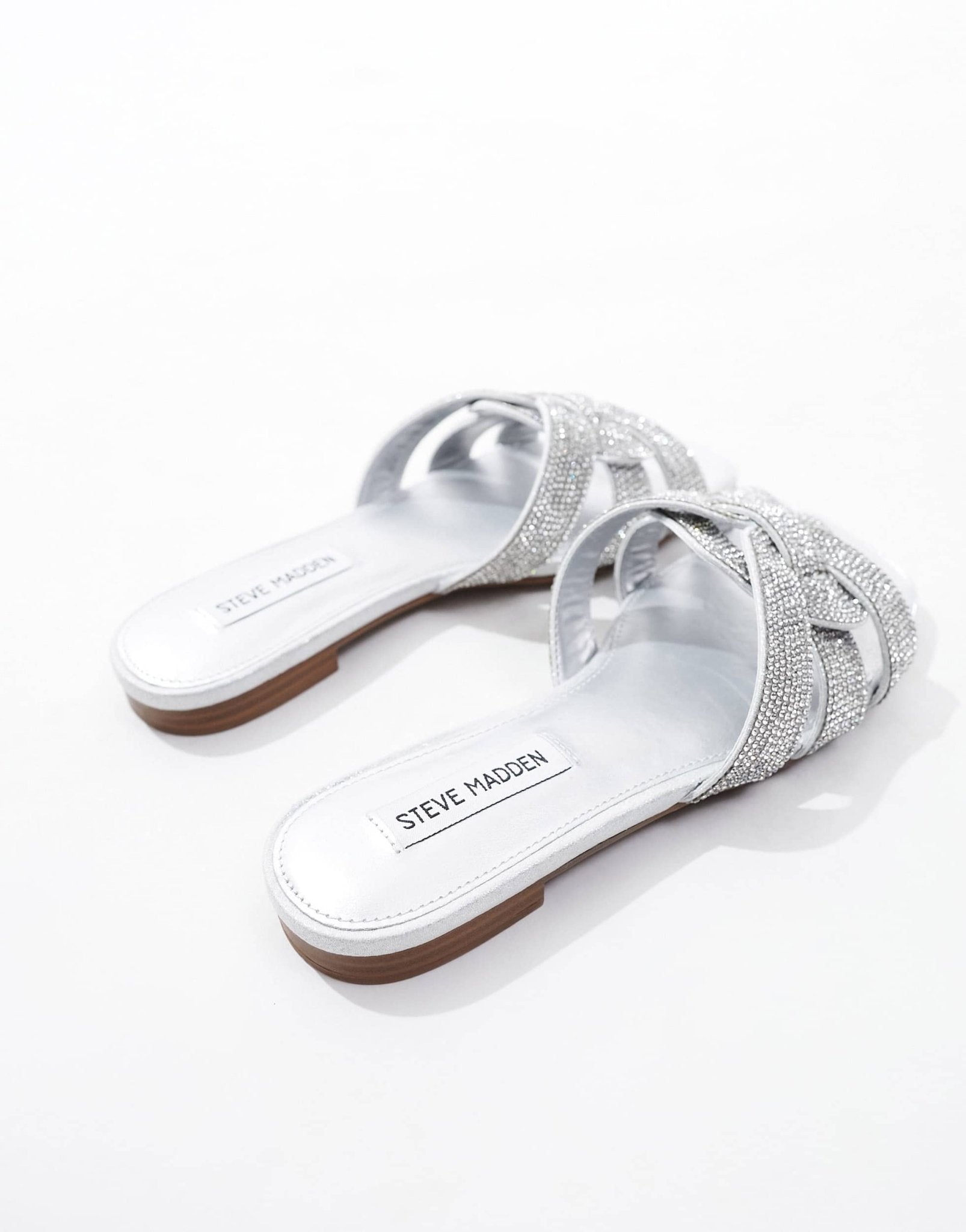 Steve Madden Vcay - R embellished flat sandal in silver - ASOS Sample Sale EU Store