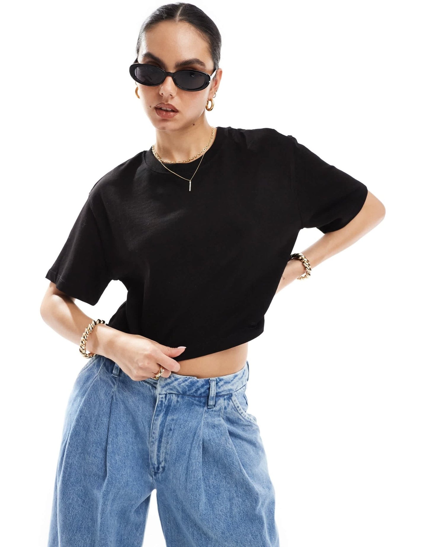 Stradivarius basic tee in black - ASOS Sample Sale EU Store