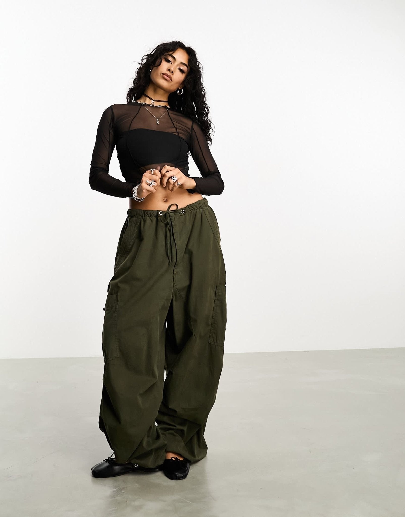 Stradivarius mesh top in black - ASOS Sample Sale EU Store