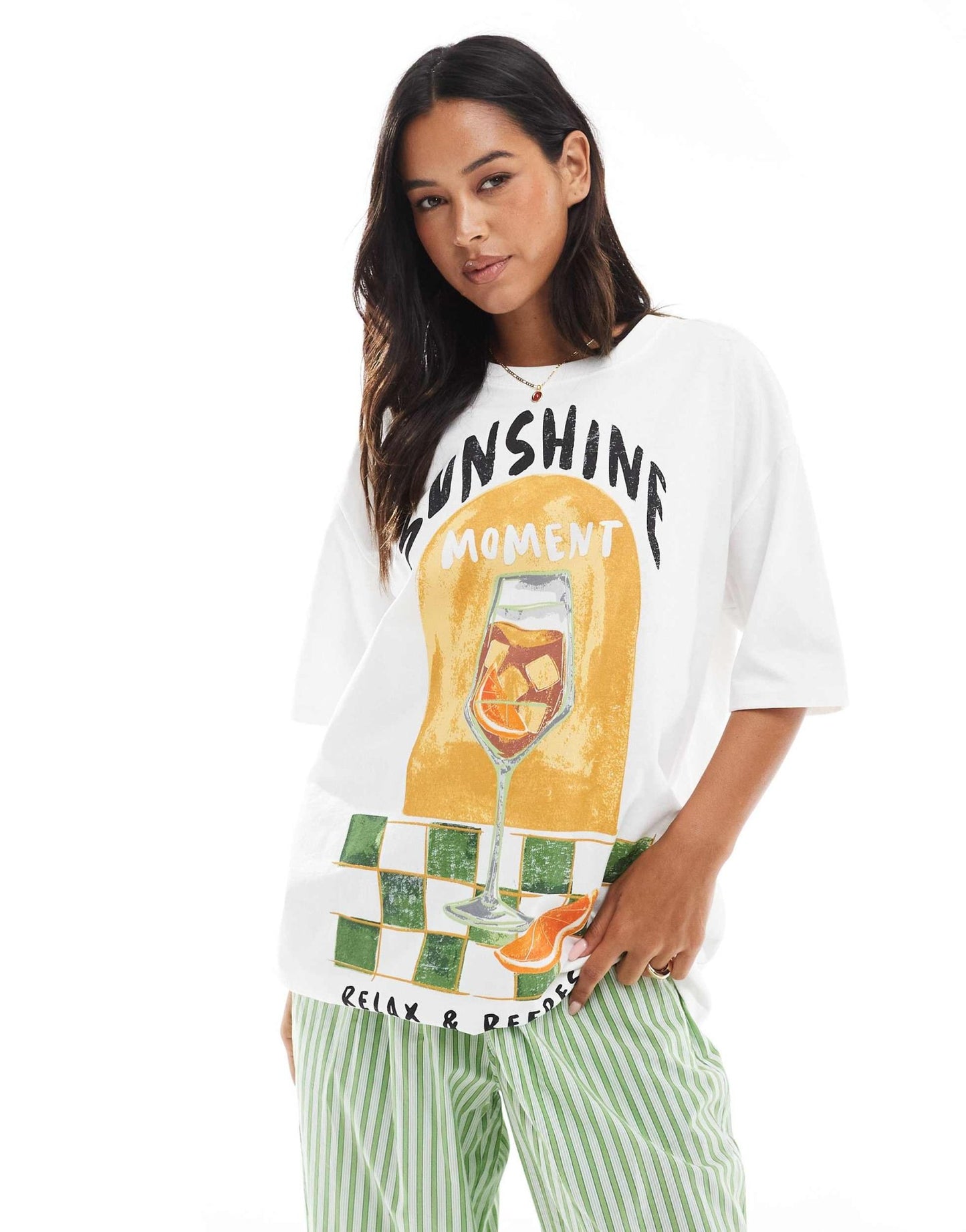 Stradivarius oversized t-shirt in sunshine print - ASOS Sample Sale EU Store
