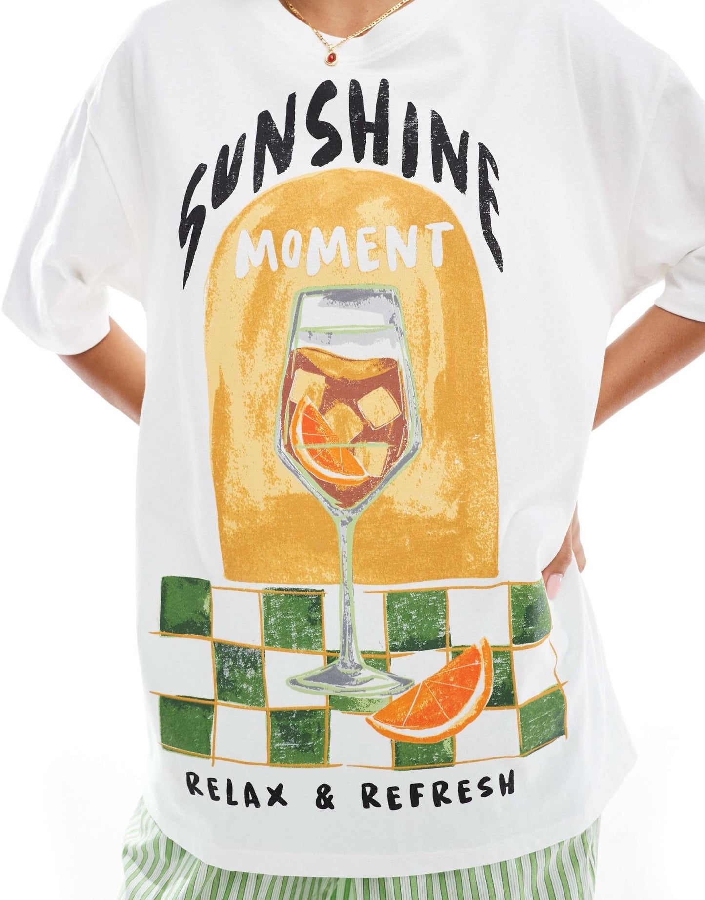 Stradivarius oversized t-shirt in sunshine print - ASOS Sample Sale EU Store