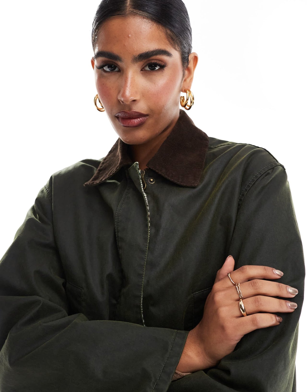 Stradivarius quilted barn jacket in khaki - ASOS Sample Sale EU Store