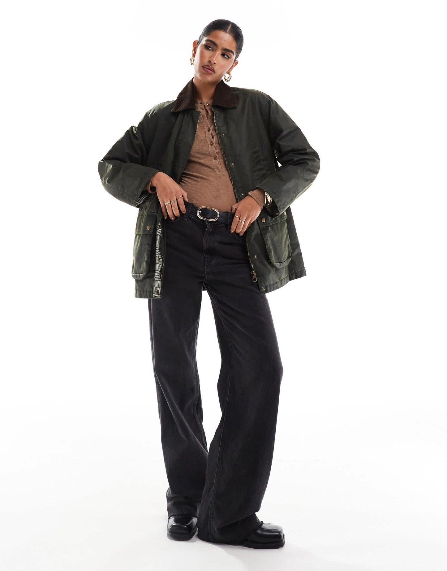 Stradivarius quilted barn jacket in khaki - ASOS Sample Sale EU Store