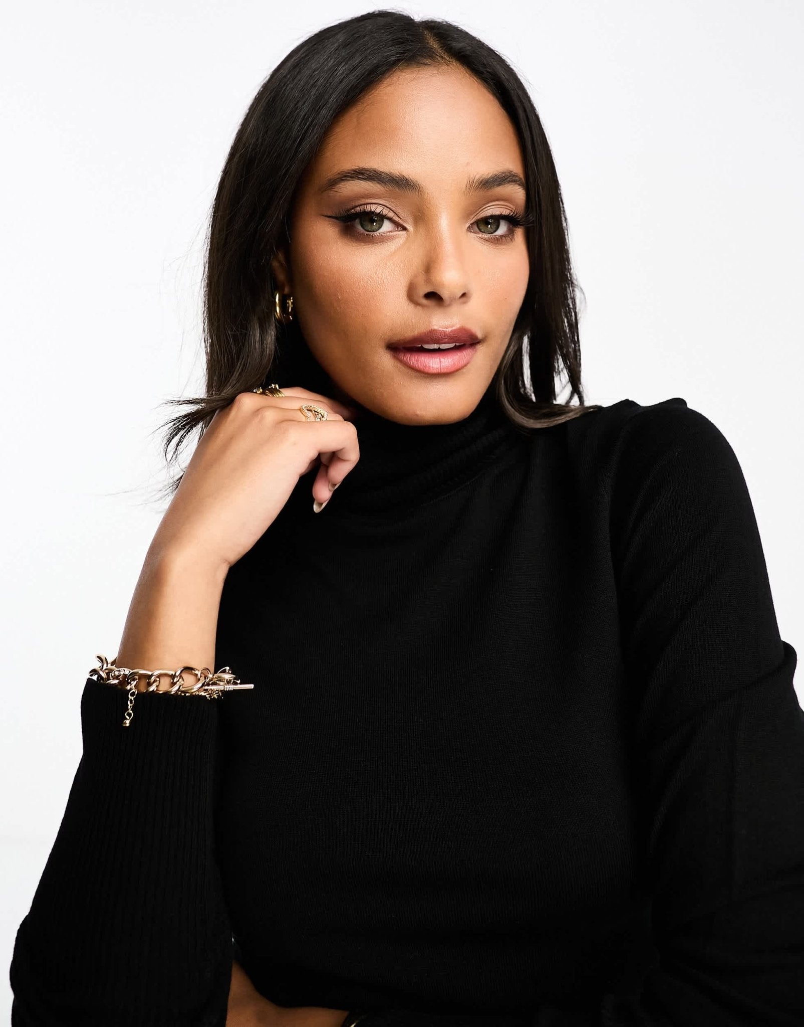 Stradivarius roll neck knitted top in black - ASOS Sample Sale EU Store