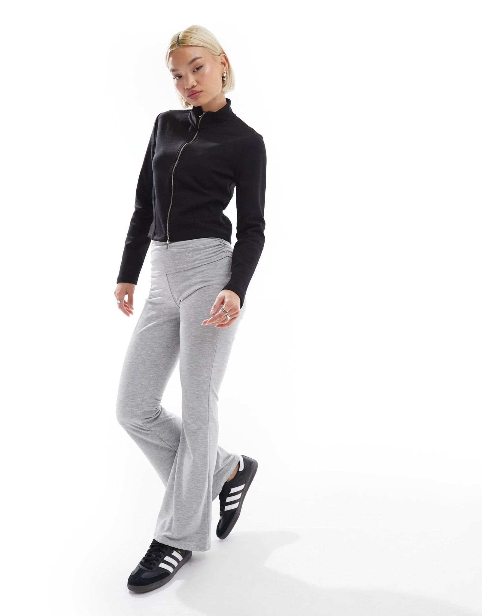 Stradivarius soft touch zip through track jacket in black - ASOS Sample Sale EU Store