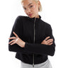 Stradivarius soft touch zip through track jacket in black