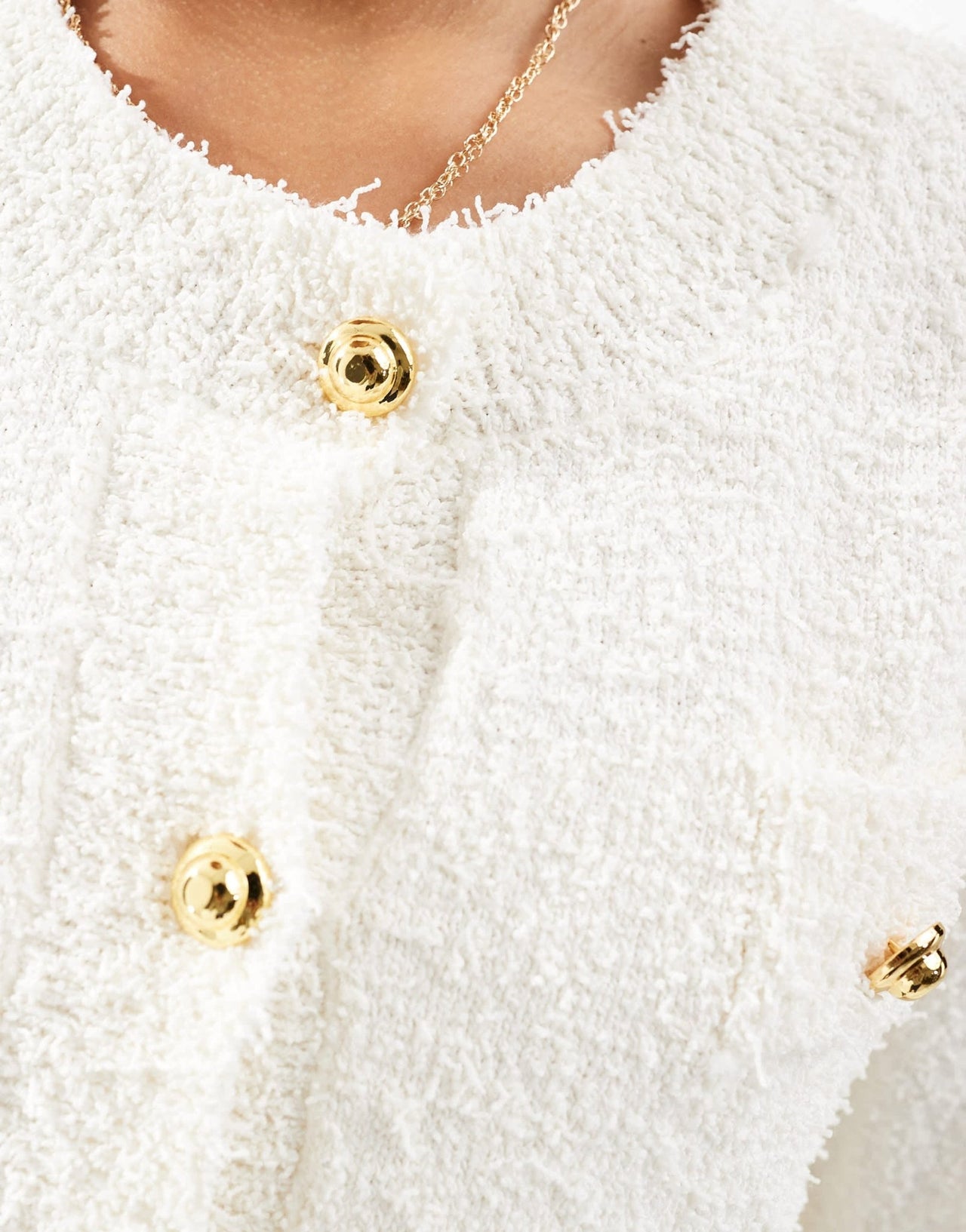 Style Cheat popcorn knit button up cardigan in cream - ASOS Sample Sale EU Store