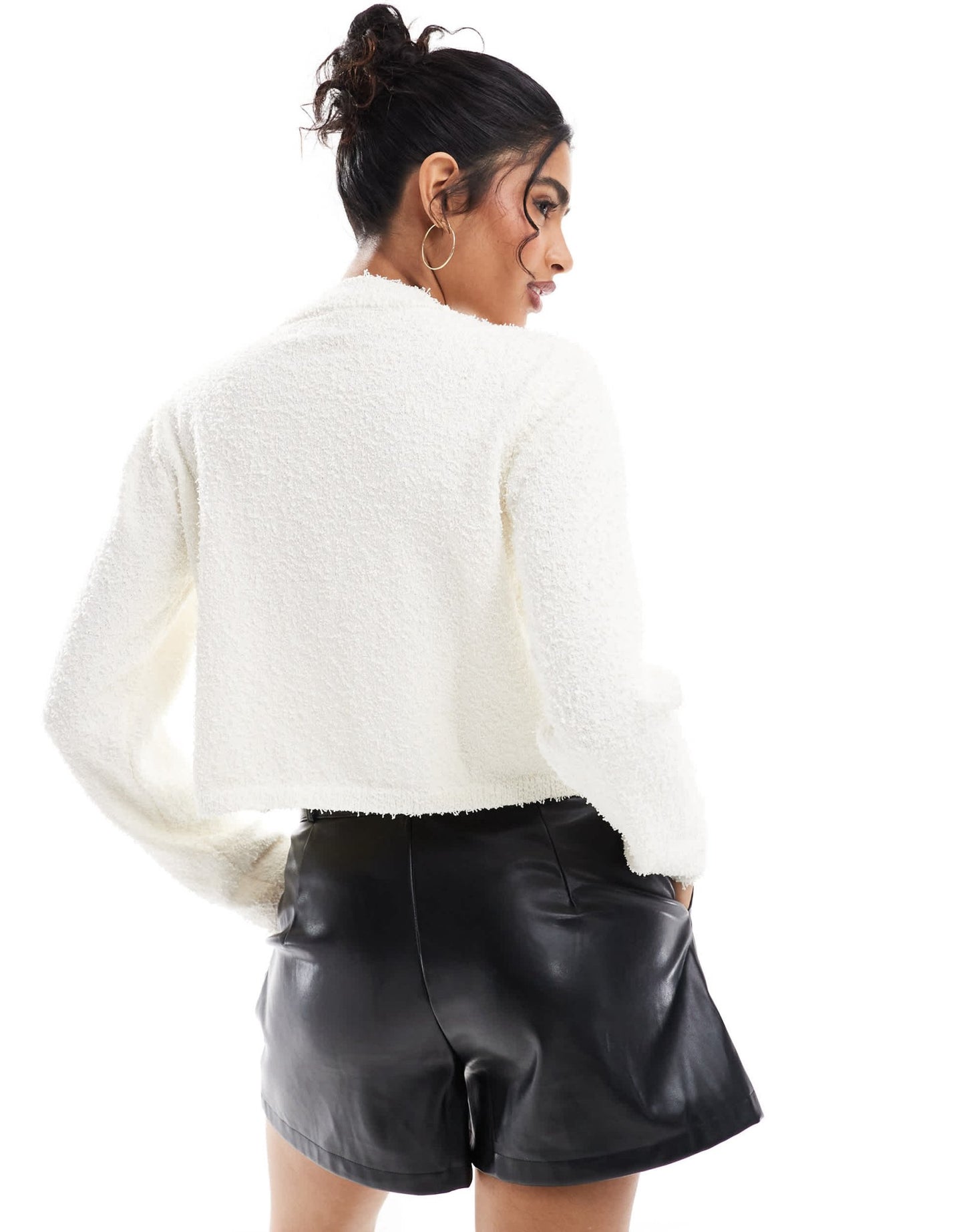 Style Cheat popcorn knit button up cardigan in cream - ASOS Sample Sale EU Store
