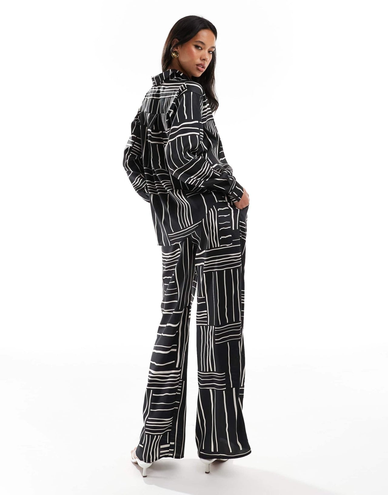 Style Cheat wide leg trousers in mono print co - ord - ASOS Sample Sale EU Store