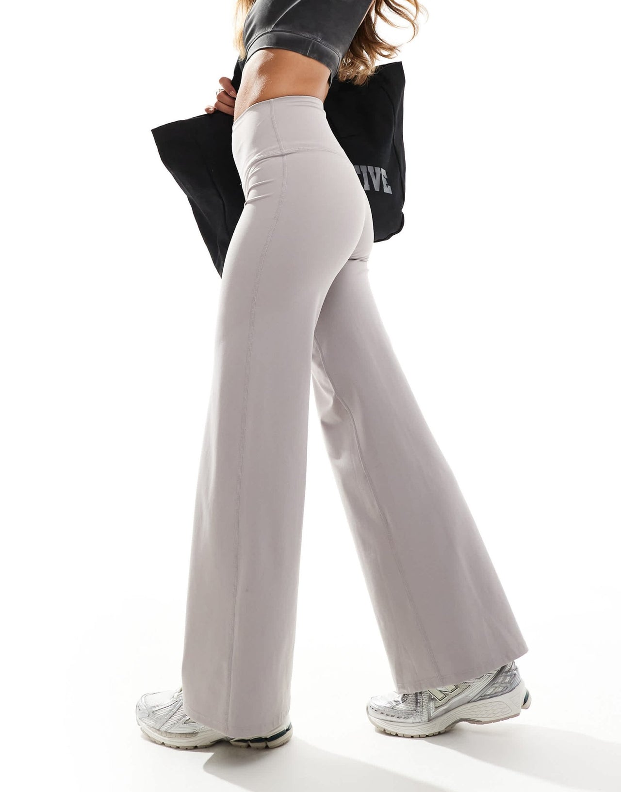 TALA Dayflex high waisted wide leg flared yoga pant in taupe - BROWN - ASOS Sample Sale EU Store