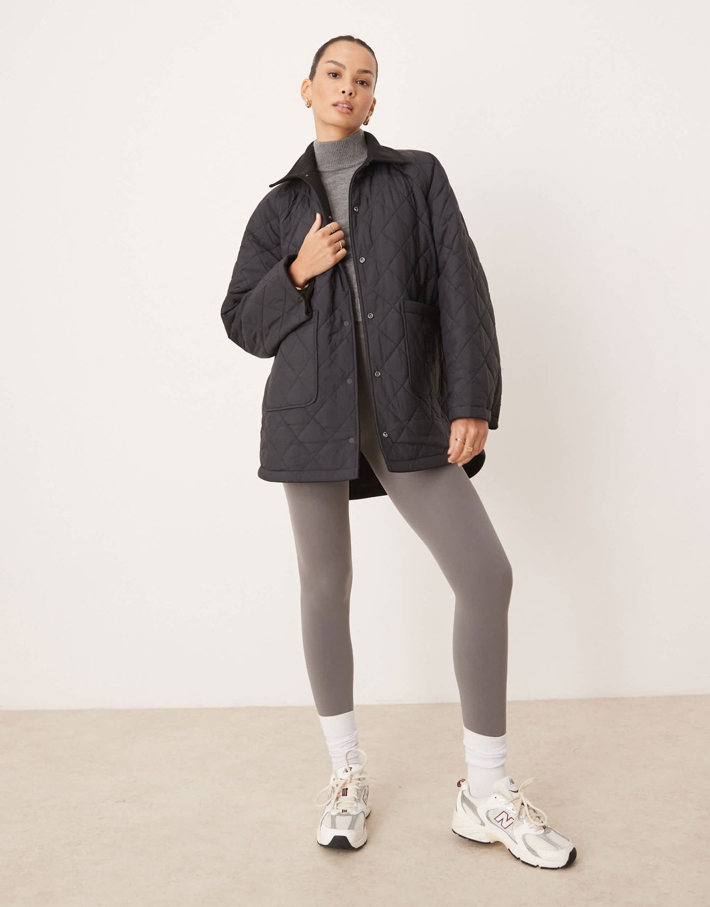 TALA oversized reversible fleece and quilted jacket in black - BLACK - ASOS Sample Sale EU Store