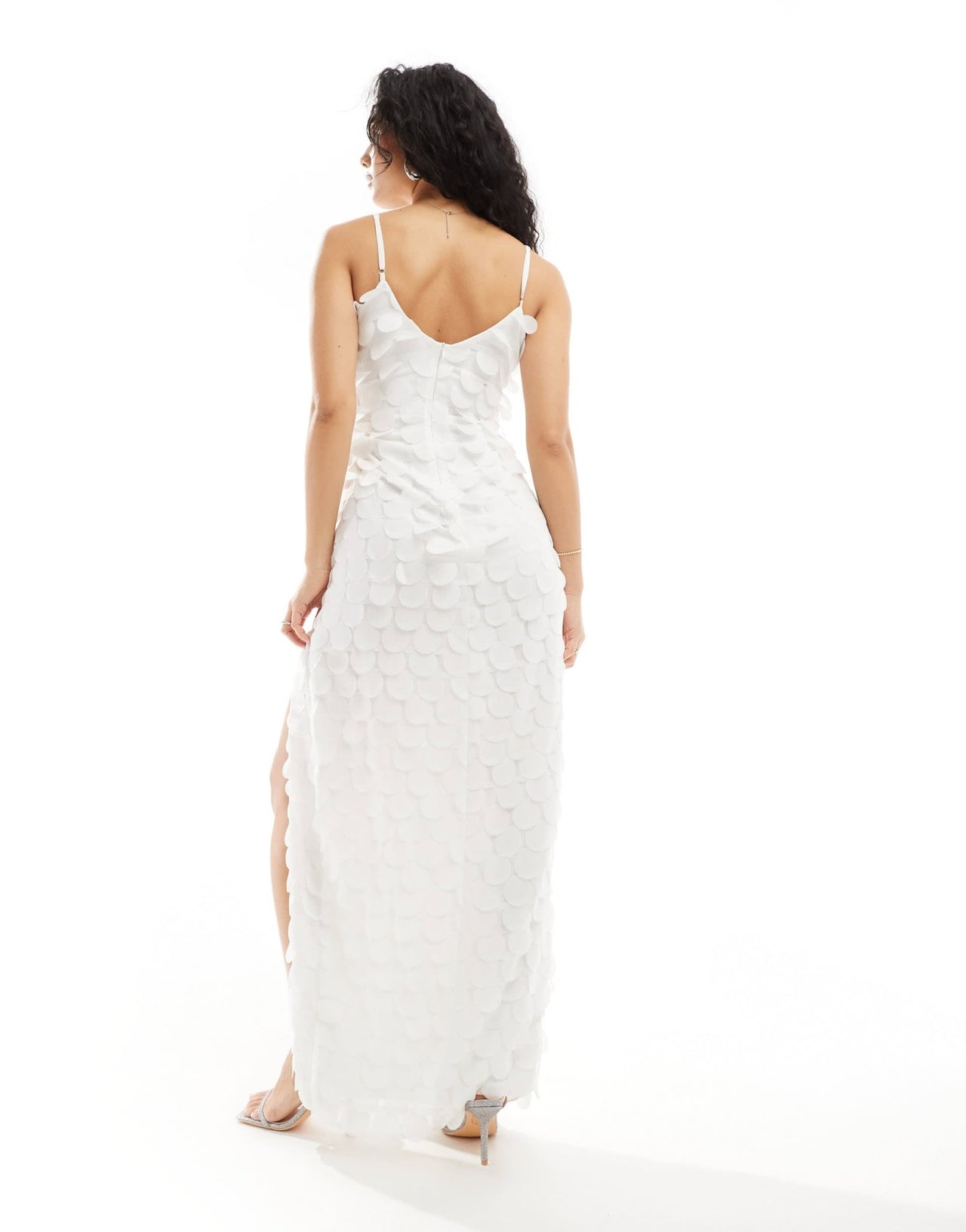 TFNC Bridal chiffon 3D maxi slip dress in ivory - ASOS Sample Sale EU Store