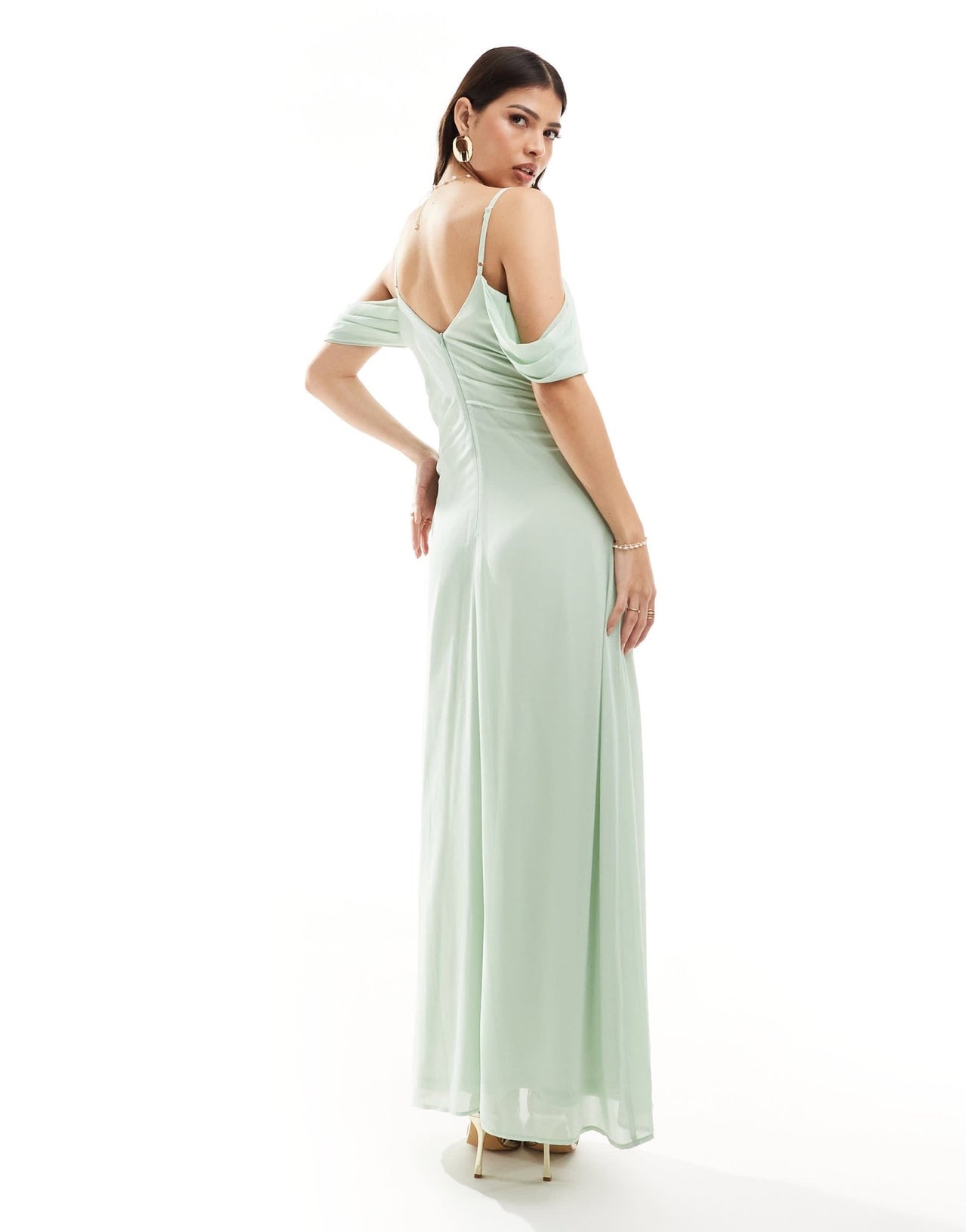 TFNC Bridesmaid chiffon cold shoulder maxi dress in fresh mint - ASOS Sample Sale EU Store