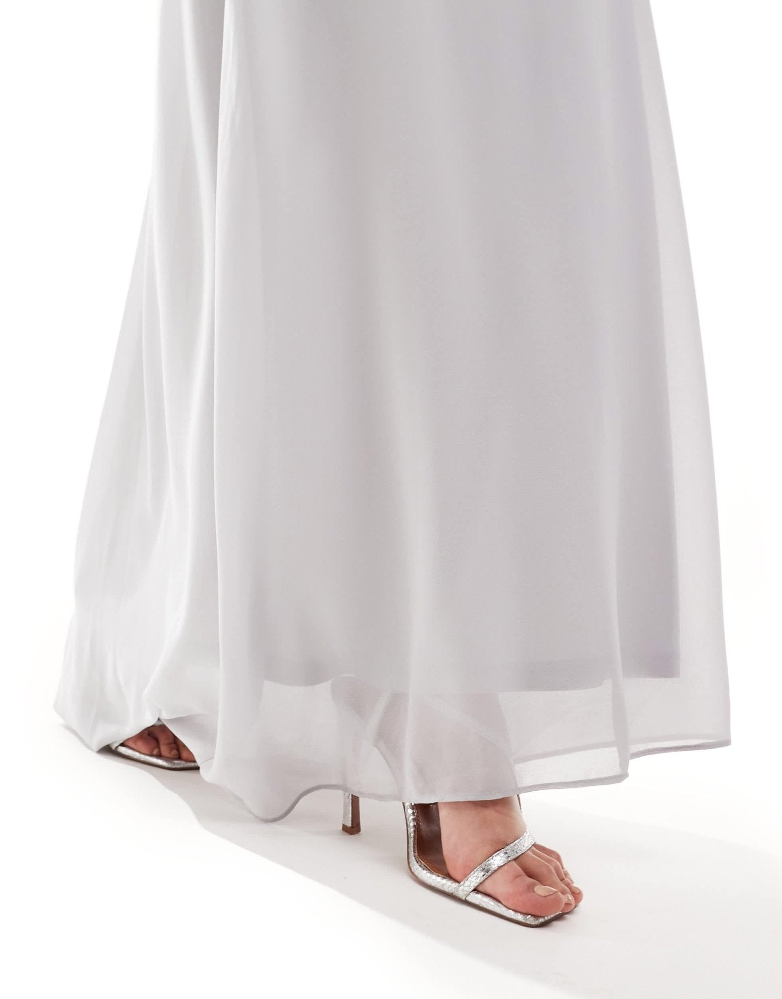 TFNC Bridesmaid chiffon cowl back maxi dress in silver - ASOS Sample Sale EU Store