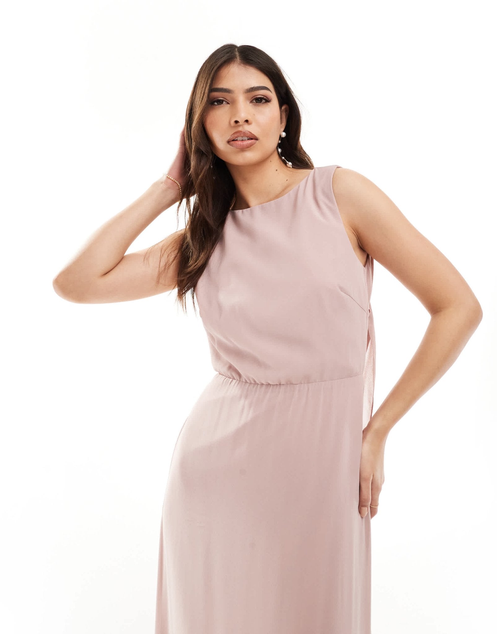 TFNC Bridesmaid chiffon cowl back maxi dress in soft pink - ASOS Sample Sale EU Store