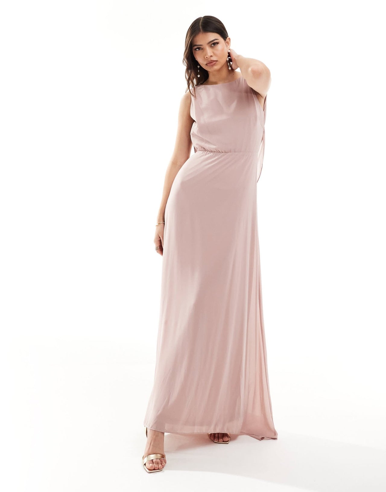 TFNC Bridesmaid chiffon cowl back maxi dress in soft pink - ASOS Sample Sale EU Store