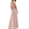 TFNC Bridesmaid chiffon cowl back maxi dress in soft pink