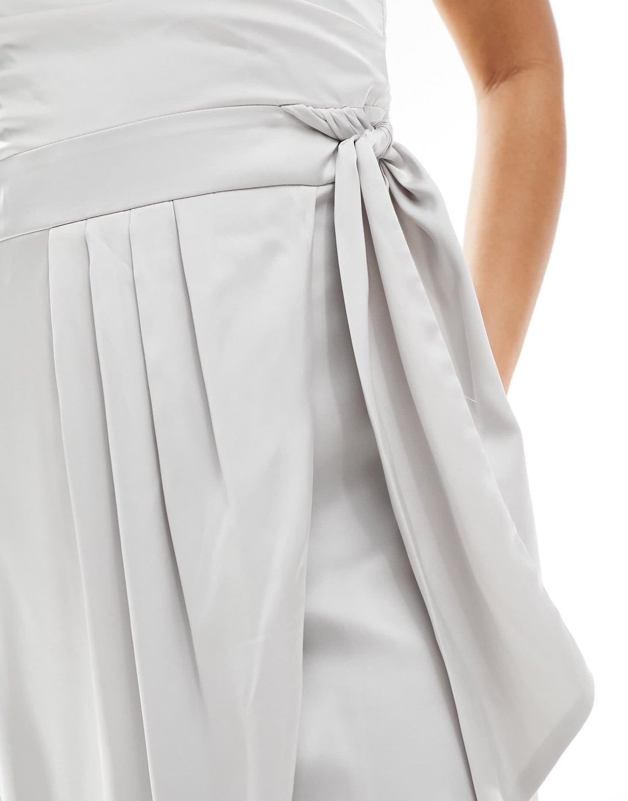 TFNC Bridesmaids one shoulder maxi dress with pleated detail in silver - ASOS Sample Sale EU Store