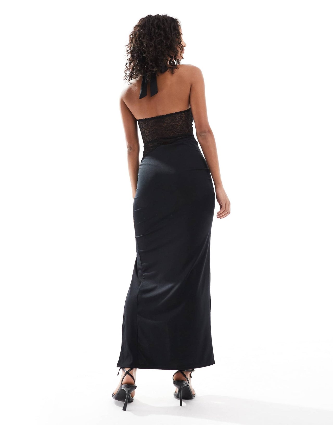 TFNC lace detail maxi dress with satin skirt in black - ASOS Sample Sale EU Store