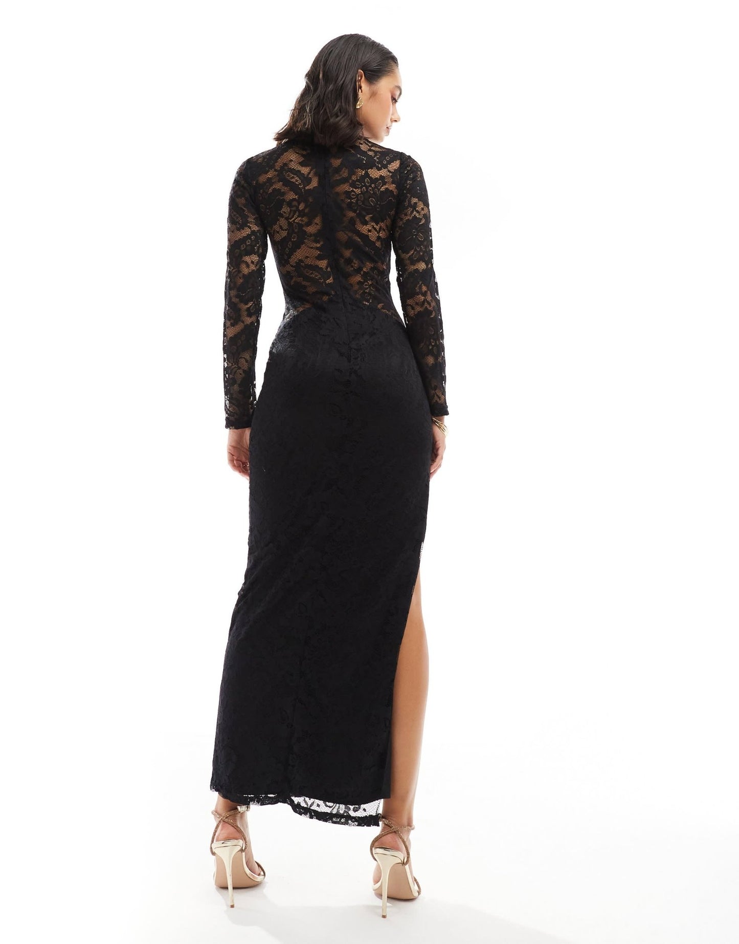TFNC long sleeve lace maxi dress in black - ASOS Sample Sale EU Store