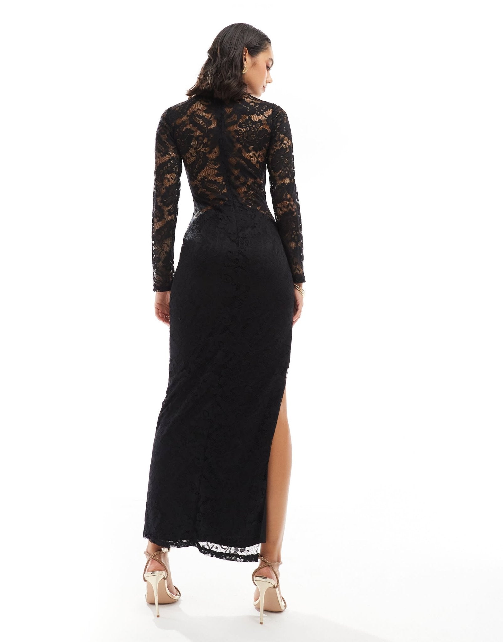 TFNC long sleeve lace maxi dress in black - ASOS Sample Sale EU Store