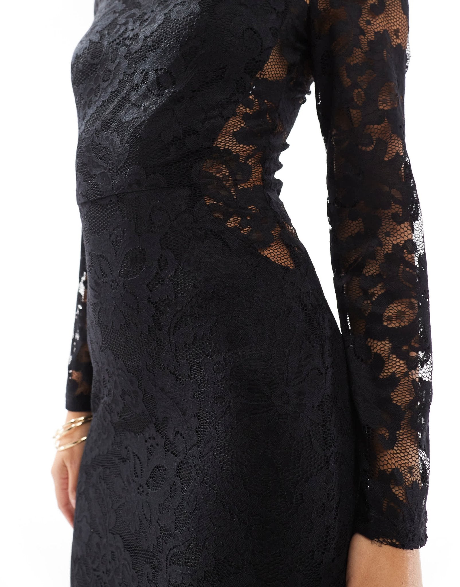 TFNC long sleeve lace maxi dress in black - ASOS Sample Sale EU Store