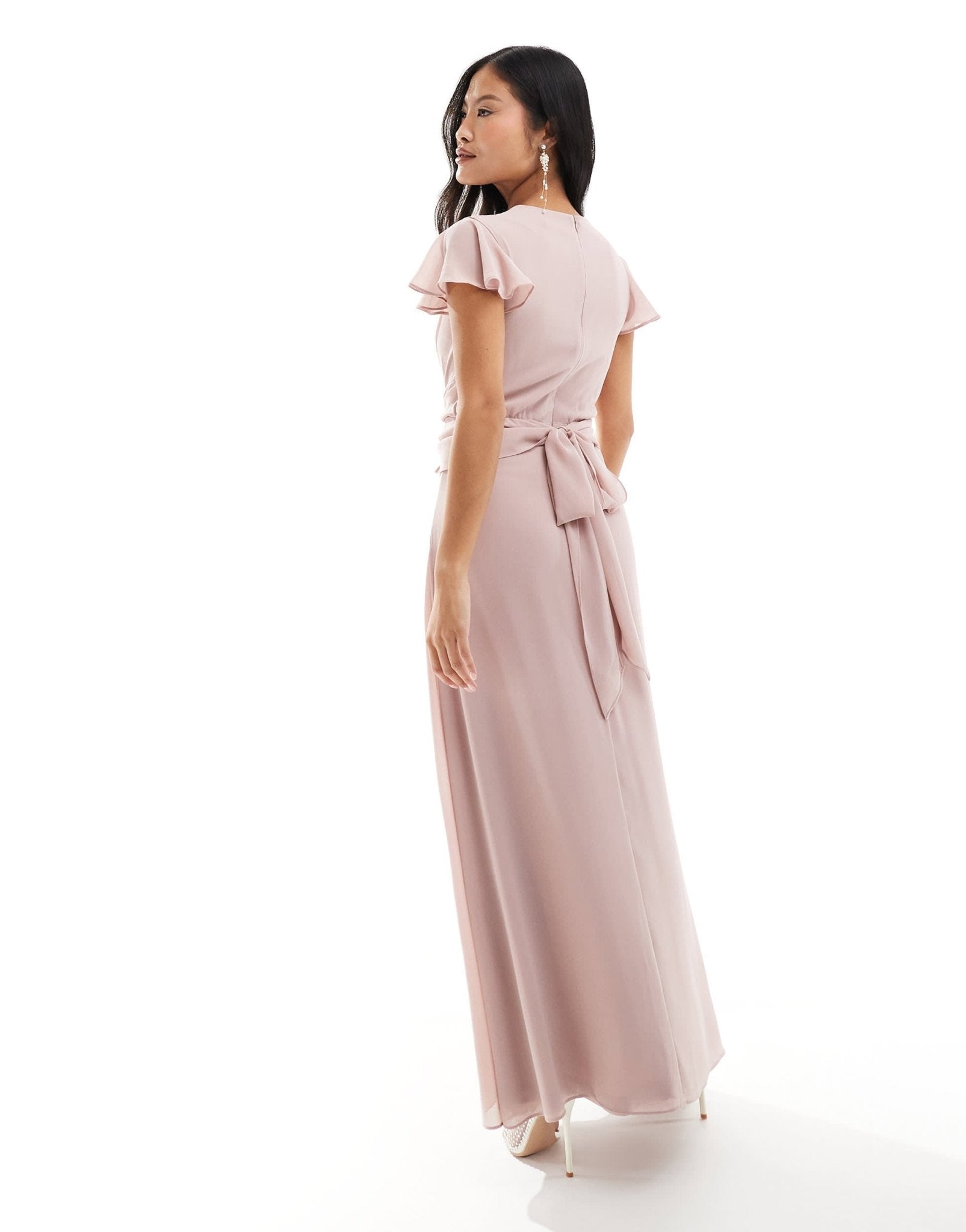 TFNC Petite Bridesmaid wrap front maxi dress in soft pink - ASOS Sample Sale EU Store