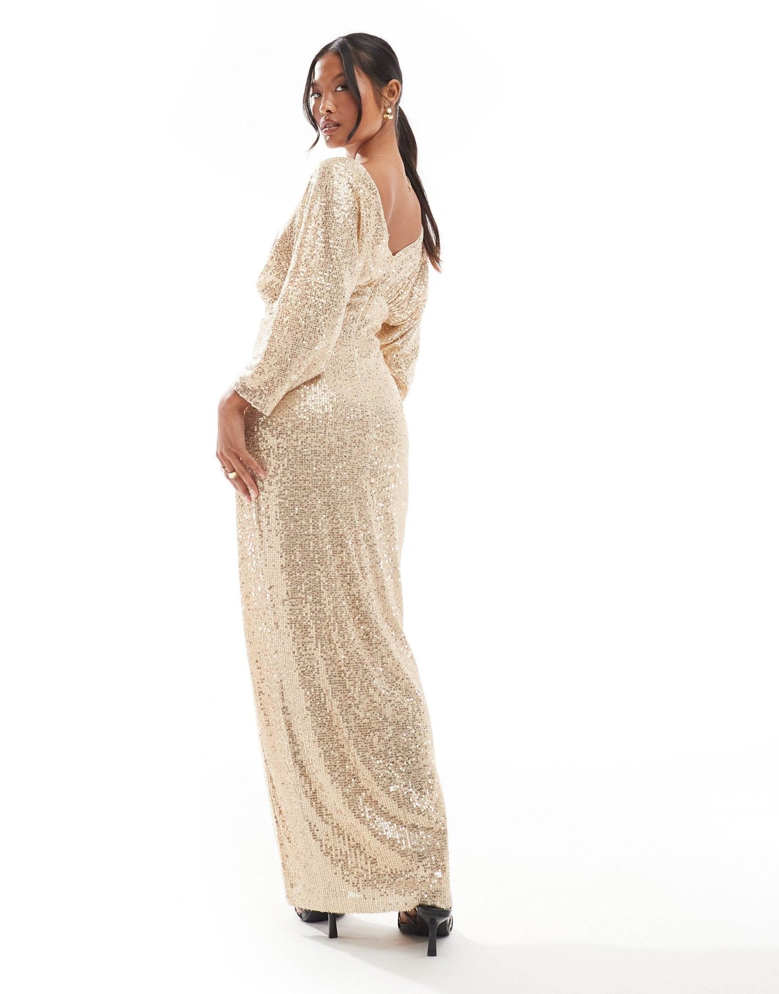 TFNC Petite sequin kimono top maxi dress in gold - ASOS Sample Sale EU Store