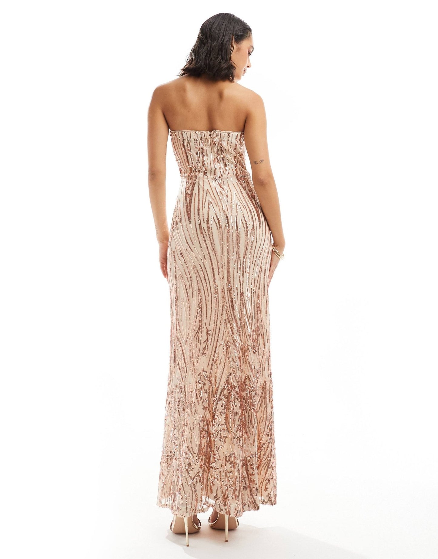 TFNC sequin strapless maxi dress in gold - ASOS Sample Sale EU Store