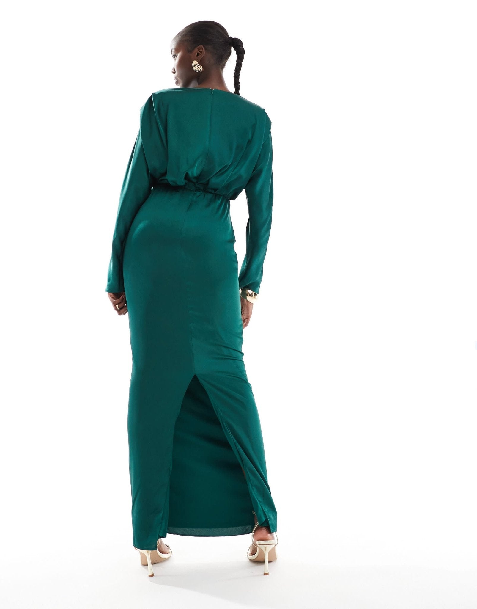 TFNC Tall satin kimono top maxi dress in emerald green - ASOS Sample Sale EU Store