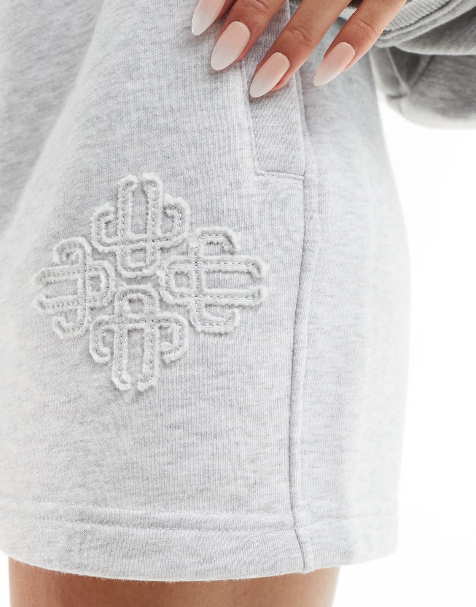 The Couture Club co - ord emblem raw edge shorts in grey - ASOS Sample Sale EU Store