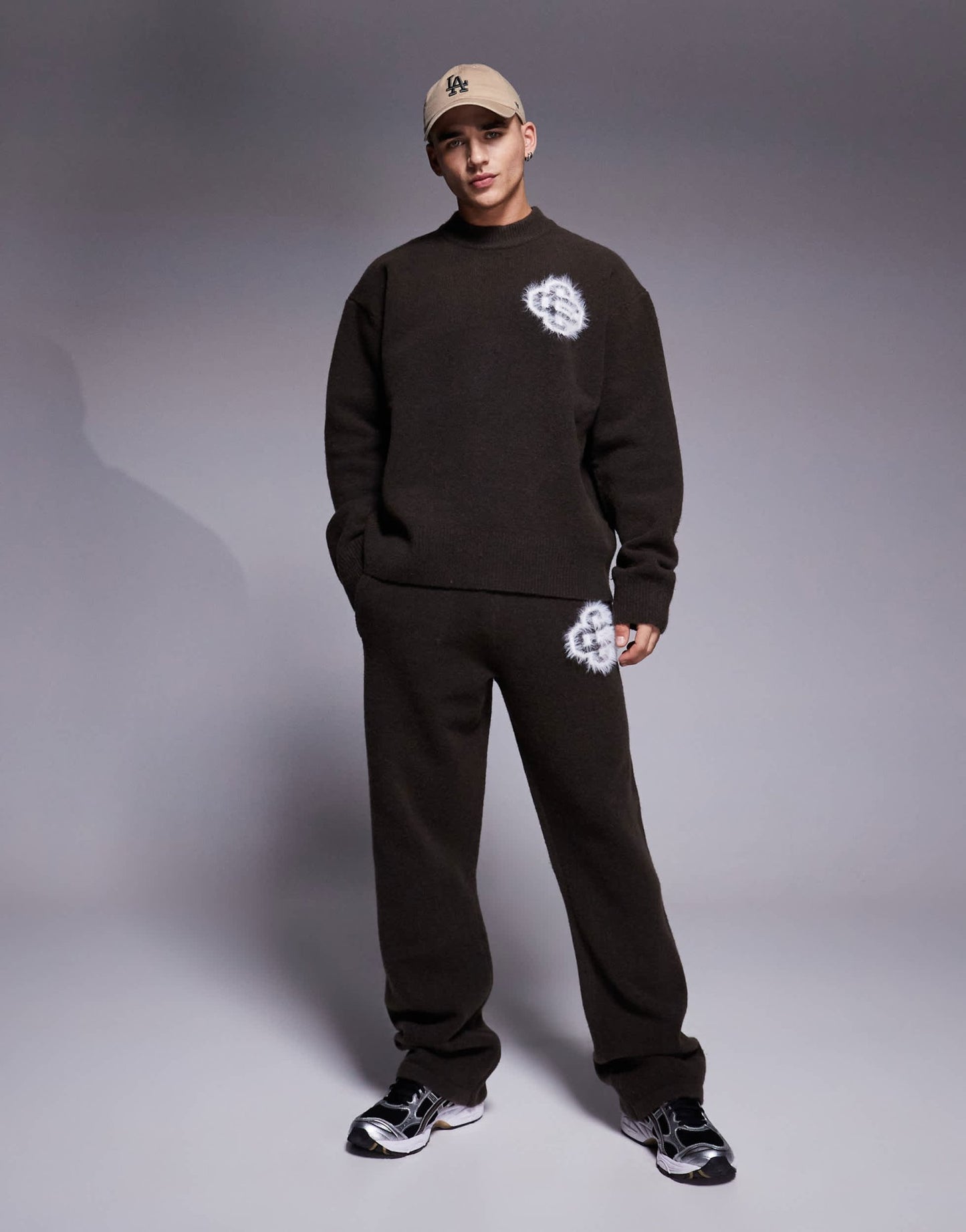 The Couture Club co - ord fluffy knit emblem jumper in brown - ASOS Sample Sale EU Store