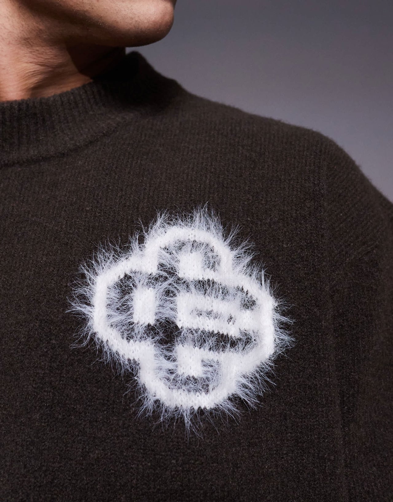 The Couture Club co - ord fluffy knit emblem jumper in brown - ASOS Sample Sale EU Store