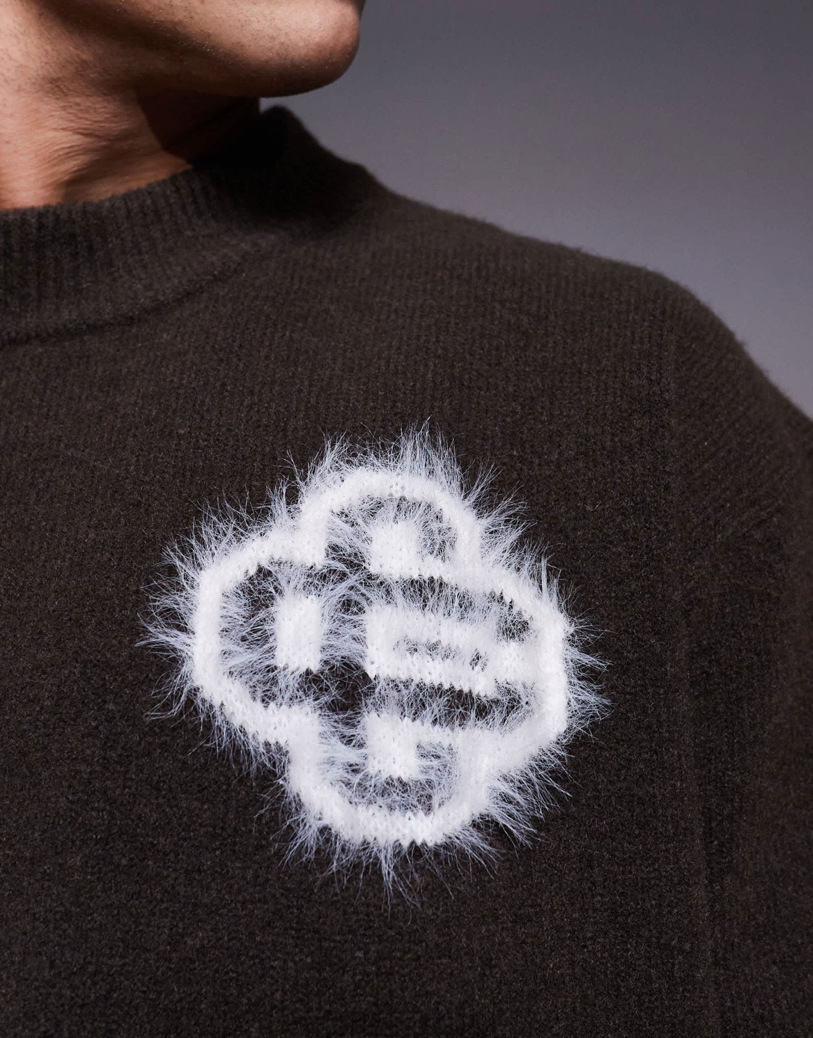 The Couture Club co - ord fluffy knit emblem jumper in brown - ASOS Sample Sale EU Store