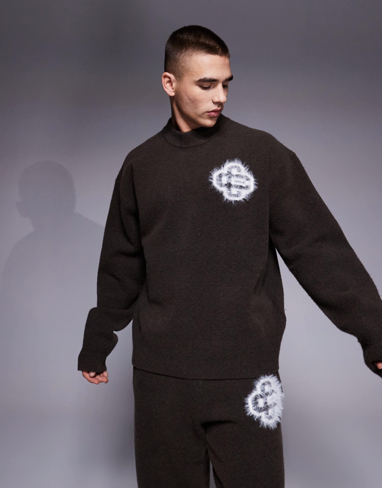 The Couture Club co - ord fluffy knit emblem jumper in brown - ASOS Sample Sale EU Store