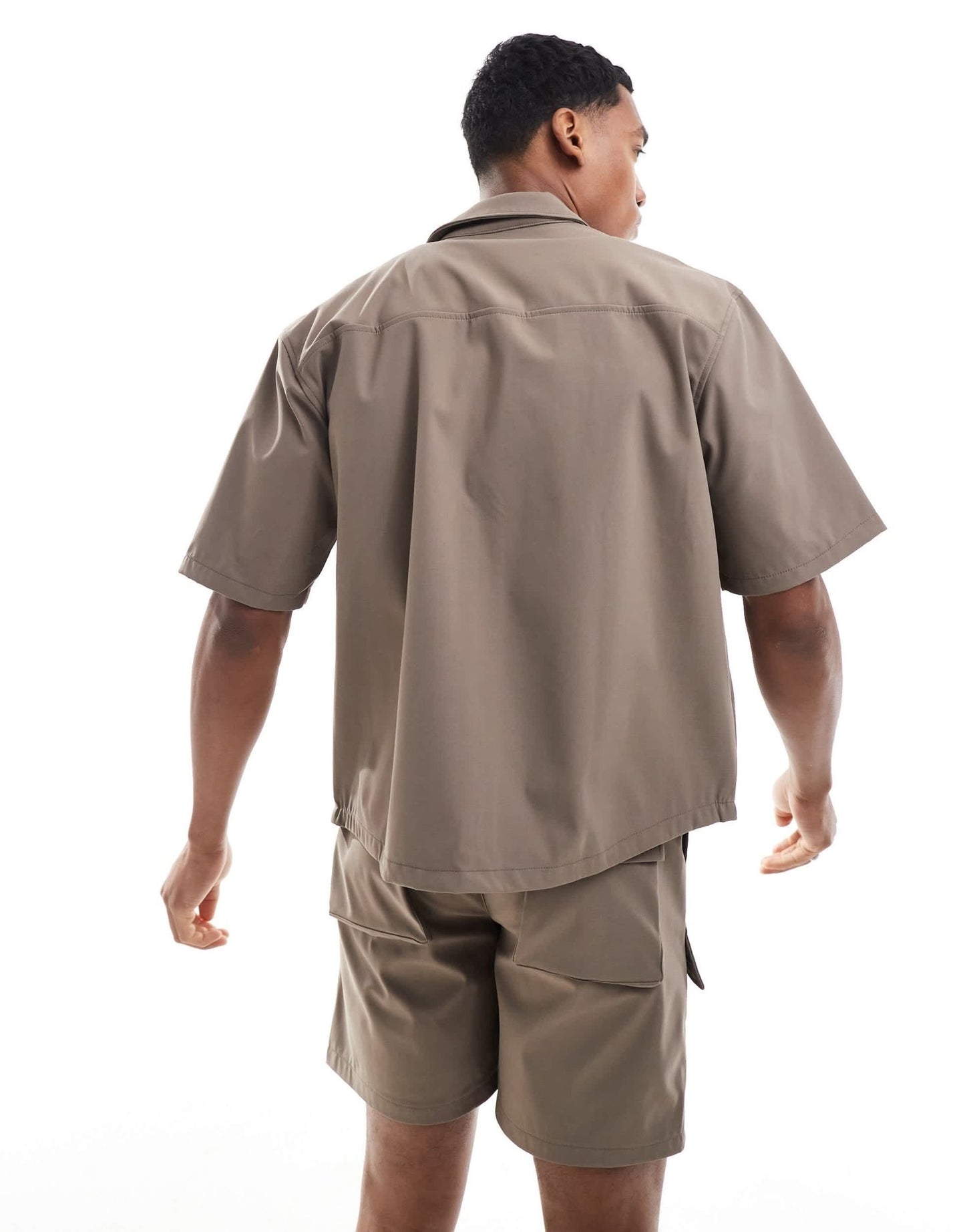 The Couture Club co - ord nylon zip through utility shirt in brown - ASOS Sample Sale EU Store