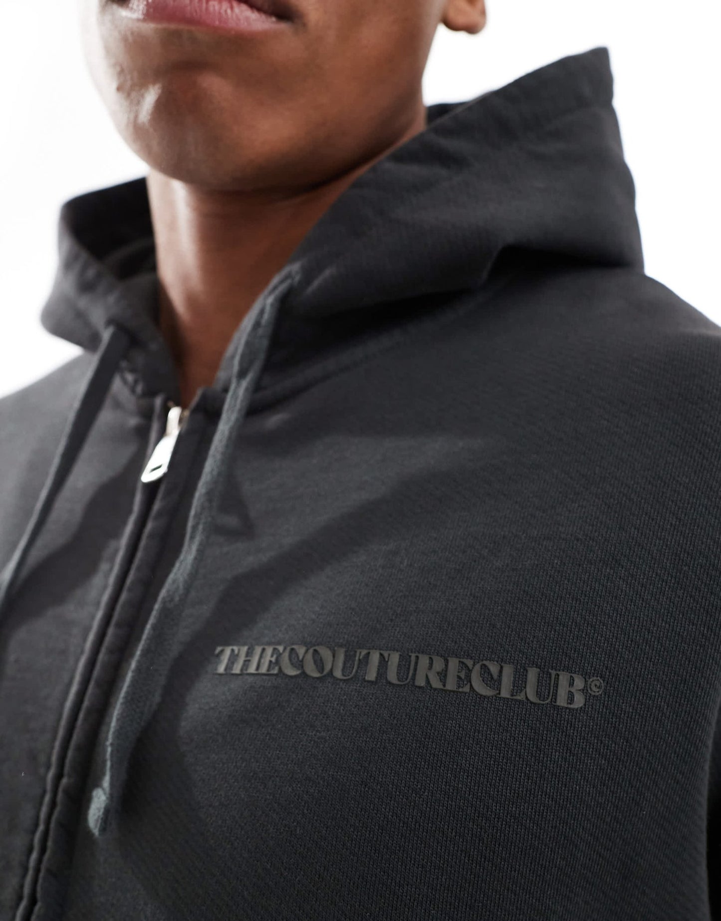 The Couture Club co - ord raw seam zip through hoodie in charcoal - ASOS Sample Sale EU Store